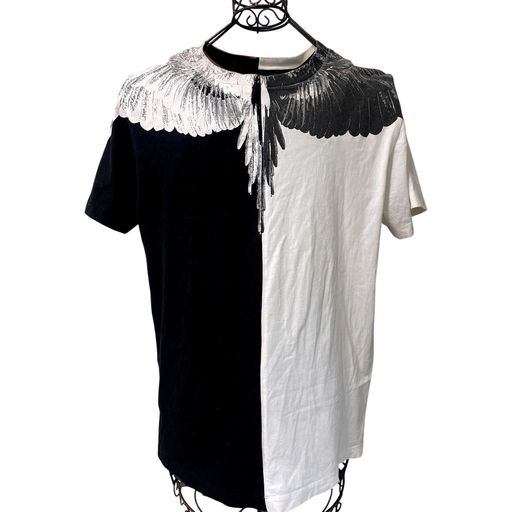 Marcelo Burlon County of Milan Split Wings Aish T-Shirt Mens Sz. Small Tee Black